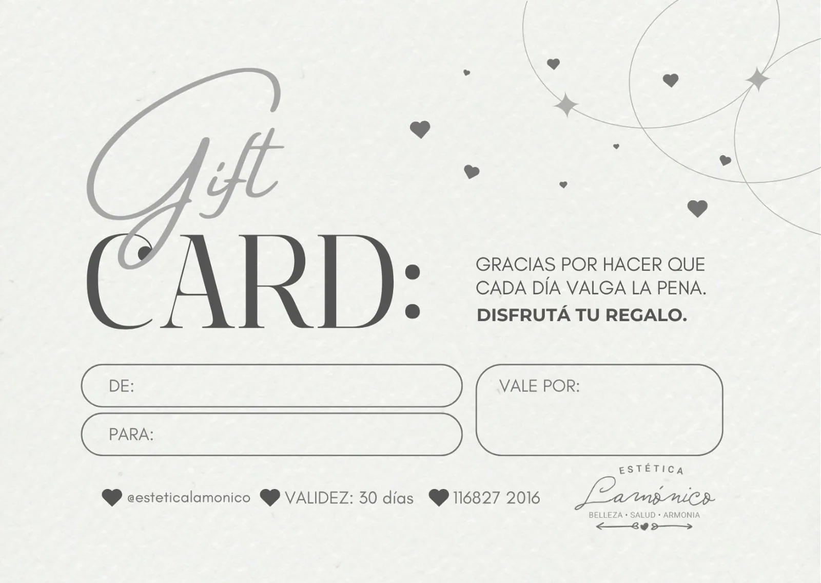 Gift Card de Estética Lamónico